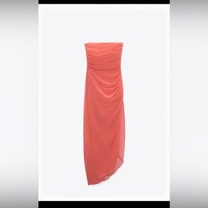Zara coral chiffon dress